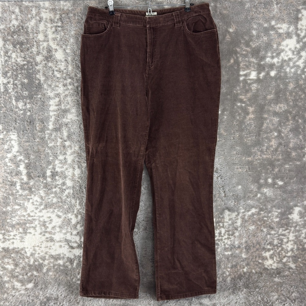 St Johns Bay Size 14 Stretch Corduroy Jeans Pants Brown Button Zip‎ Straight Leg